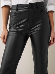 Only Black Petite High Waisted Faux Leather Workwear Trousers - Image 3 of 5