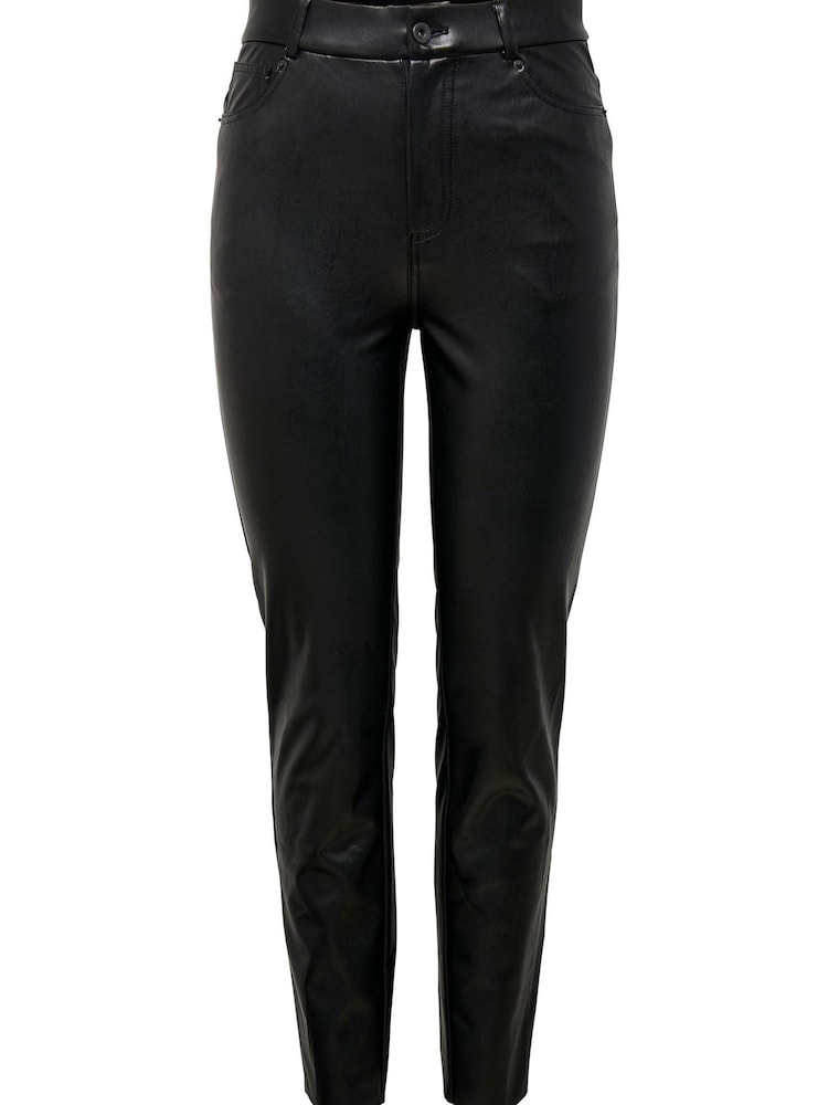Only Black Petite High Waisted Faux Leather Workwear Trousers - Image 5 of 5 Only Black Petite High Waisted Faux Leather Workwear Trousers - Image 5 of 5