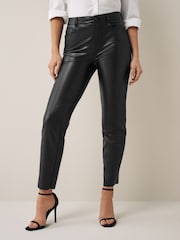 Only Black Tall High Waisted Faux Leather Workwear Trousers - Image 1 of 5