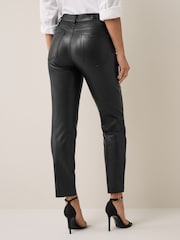 Only Black Tall High Waisted Faux Leather Workwear Trousers - Image 2 of 5