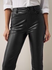 Only Black Tall High Waisted Faux Leather Workwear Trousers - Image 3 of 5