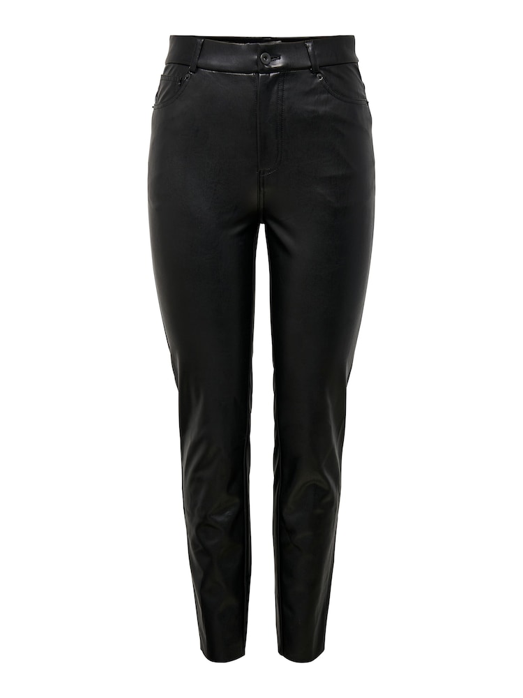 Only Black Tall High Waisted Faux Leather Workwear Trousers - Image 5 of 5