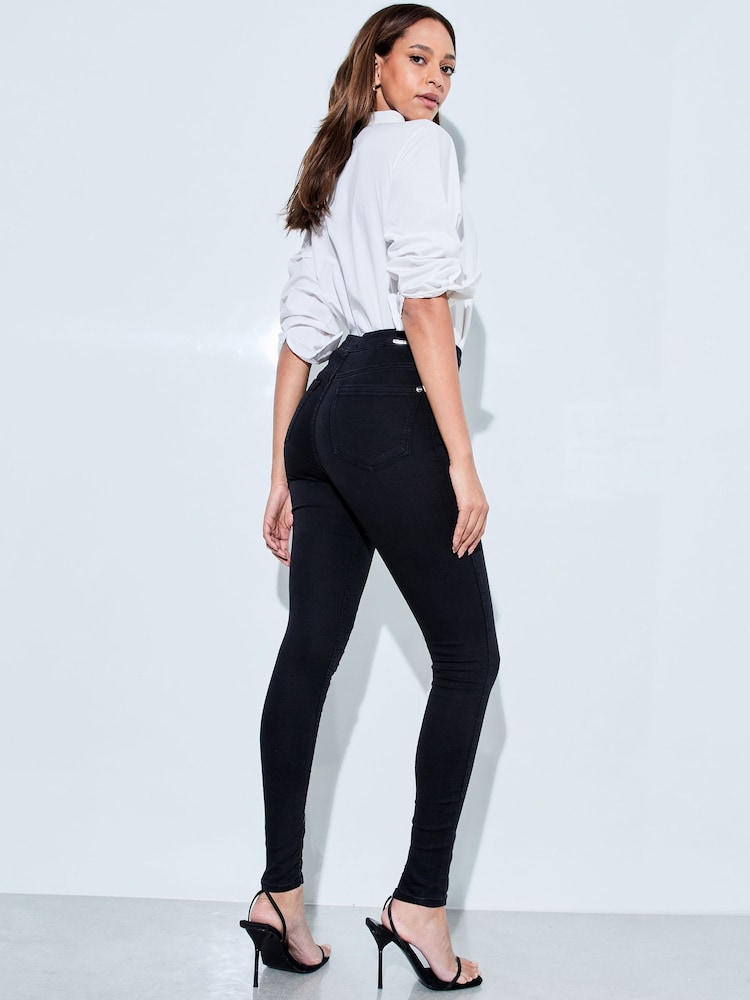 Lipsy Black Petite High Waist Skinny Jeans - Image 2 of 4 Lipsy Black Petite High Waist Skinny Jeans - Image 2 of 4