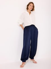 Mint Velvet Blue Satin Balloon Trousers - Image 3 of 8