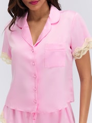 Boux Avenue Pink Amelia Matte Satin Short Pyjamas Set - Image 4 of 5