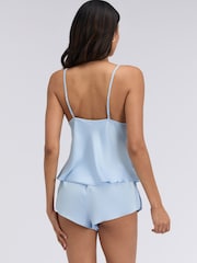 Boux Avenue Blue Kaya Satin Cami Pyjamas Set - Image 2 of 5