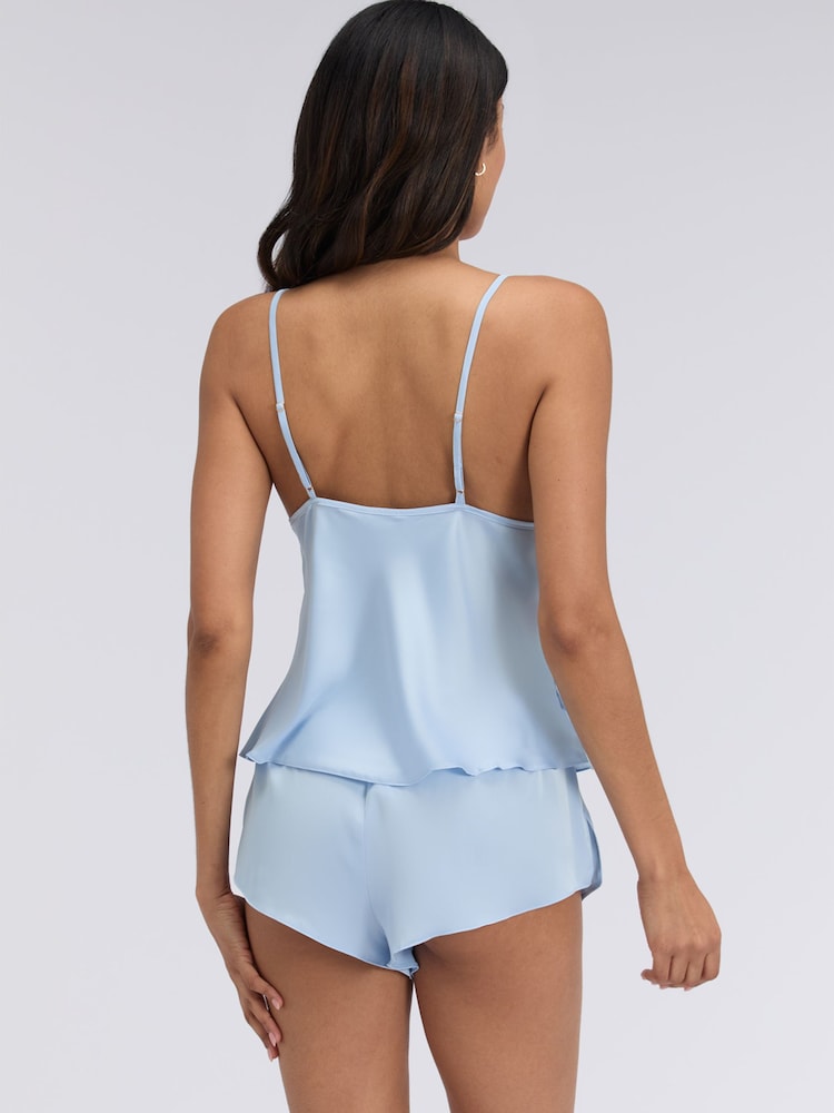 Boux Avenue Blue Kaya Satin Cami Pyjamas Set - Image 2 of 5 Boux Avenue Blue Kaya Satin Cami Pyjamas Set - Image 2 of 5