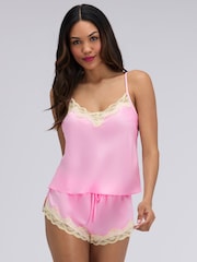 Boux Avenue Pink Cami Shorts Amelia Satin Pyjama Set - Image 1 of 1