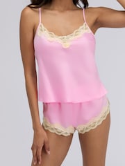 Boux Avenue Pink Cami Shorts Amelia Satin Pyjama Set - Image 5 of 10