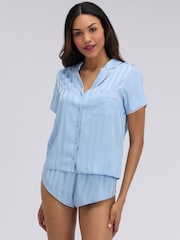 Boux Avenue Blue Striped Satin Short Pyjamas Set - Image 1 of 5