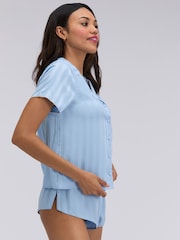 Boux Avenue Blue Striped Satin Short Pyjamas Set - Image 3 of 5