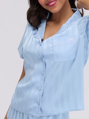 Boux Avenue Blue Striped Satin Short Pyjamas Set - Image 4 of 5