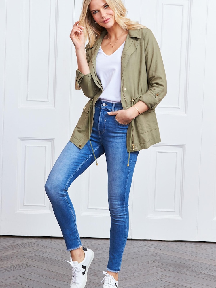 Sosandar Green Drawstring Waist Cargo Jacket - Image 2 of 5