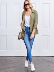 Sosandar Green Drawstring Waist Cargo Jacket - Image 5 of 5