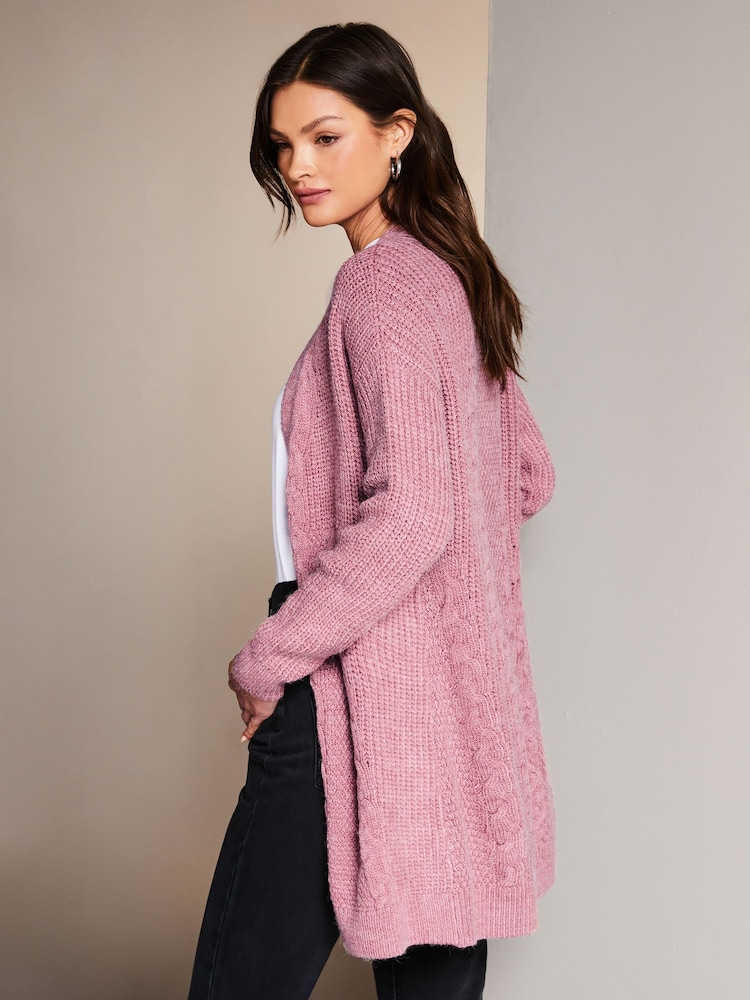 Lipsy Rose Mixed Cable Knit Cardigan - Image 2 of 4 Lipsy Rose Mixed Cable Knit Cardigan - Image 2 of 4