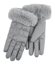 Totes Grey Water Repellent Padded Smartouch With Faux Fur Cuff - Image 2 of 2