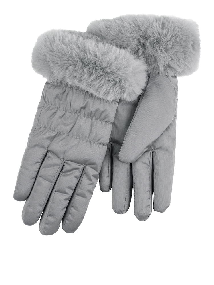 Totes Grey Water Repellent Padded Smartouch With Faux Fur Cuff - Image 2 of 2