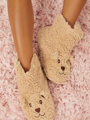 Lipsy Cream Bear Bootie Slippers - Image 2 of 3
