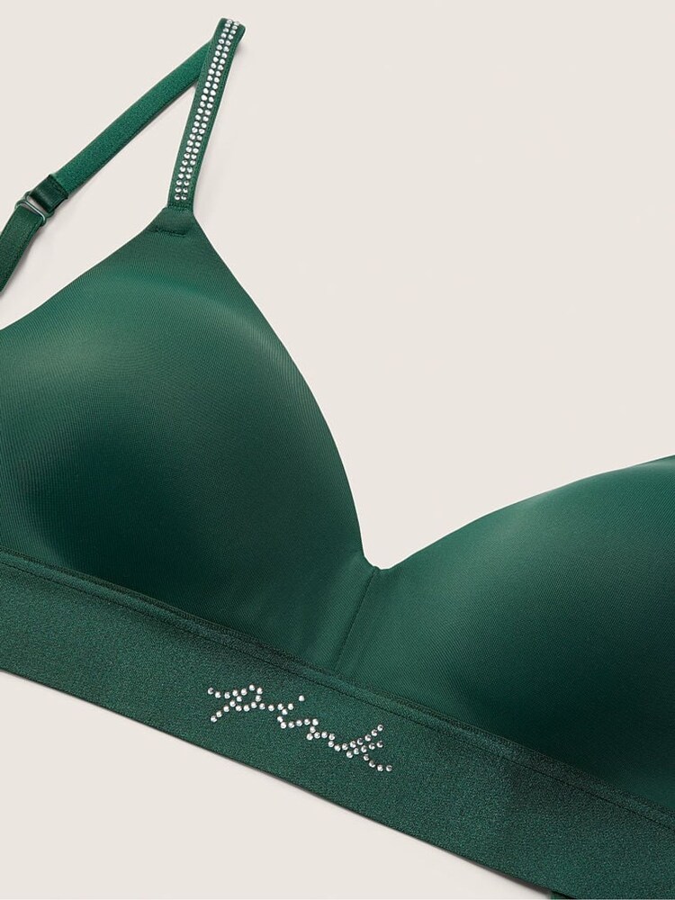 Victoria's Secret Pink Satin Green Smooth Lightly Lined Non Wired T-Shirt Bra - Image 5 of 5
