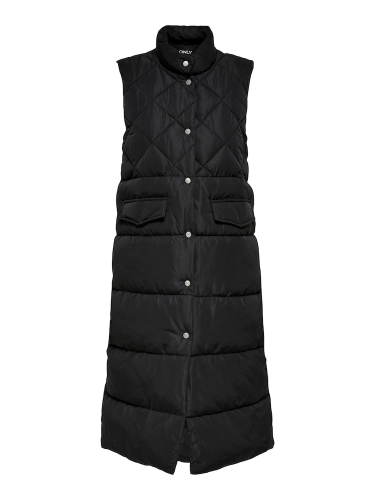 ONLY Black Longline Quilted Gilet - Image 5 of 5