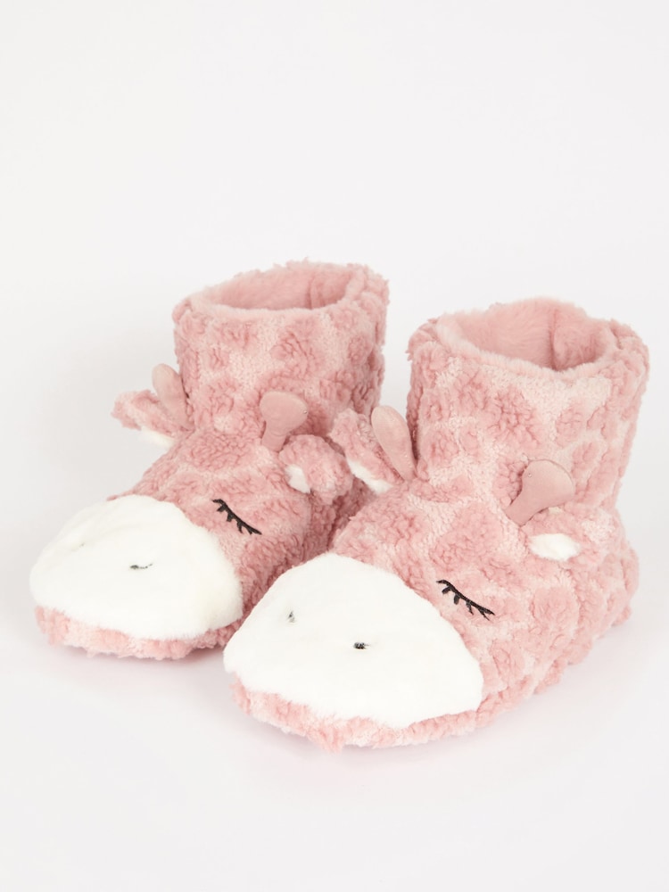 Lipsy Girl Pink Novelty Giraffe Slippers - Image 4 of 4
