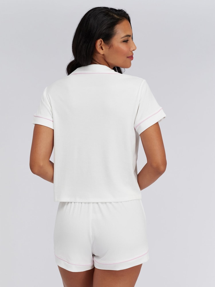Boux Avenue White Ribbed Modal Pyjama Shorts - Image 2 of 5 Boux Avenue White Ribbed Modal Pyjama Shorts - Image 2 of 5