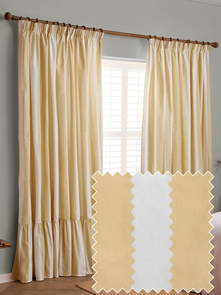 Wylder Birdie Stripe Ruffle Pencil Pleat Curtains - Imagen 1 de 5 Wylder Birdie Stripe Ruffle Pencil Pleat Curtains - Imagen 1 de 5