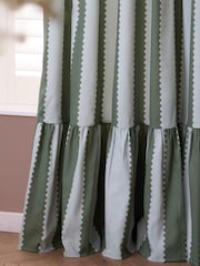 Wylder BaygreenMist Birdie Stripe Ruffle Pencil Pleat Curtains - Image 4 of 5