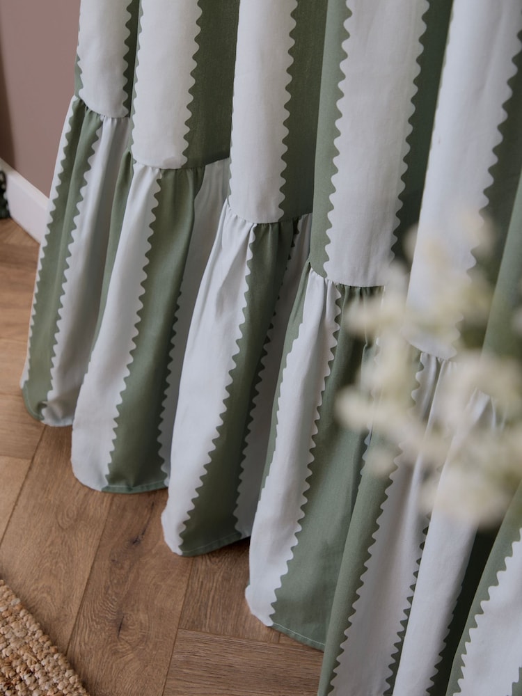 Wylder BaygreenMist Birdie Stripe Ruffle Pencil Pleat Curtains - Image 5 of 5 Wylder BaygreenMist Birdie Stripe Ruffle Pencil Pleat Curtains - Image 5 of 5
