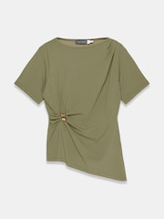 Mint Velvet Green Draped Asymmetric Top - Image 6 of 7