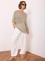 Mint Velvet Gold Metallic Knit Poncho Top - Image 4 of 7