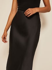 Curves Like These Black Satin Bias Midi Skirt - Image 4 of 4