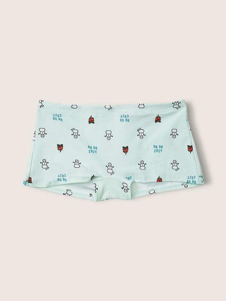 Victoria's Secret PINK Glass Blue Christmas Print Cotton Short Knicker - Image 1 of 1