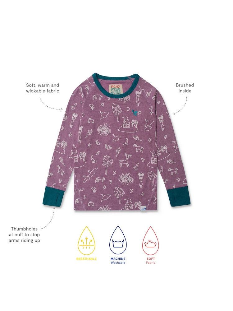 Muddy Puddles Purple Thermal Baselayer Top - Image 4 of 4 Muddy Puddles Purple Thermal Baselayer Top - Image 4 of 4