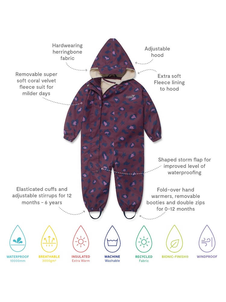 Morado - Mono impermeable 3 en 1 de Muddy Puddles - Imagen 8 de 8 Morado - Mono impermeable 3 en 1 de Muddy Puddles - Imagen 8 de 8