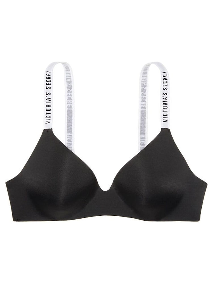 Victoria's Secret Black Smooth Logo Strap Lightly Lined Non Wired T-Shirt Bra - Image 3 of 3