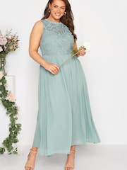 Yours Curve Sage London Occasion Lace Maxi Dress - Image 2 of 4