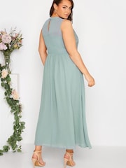 Yours Curve Sage London Occasion Lace Maxi Dress - Image 3 of 4
