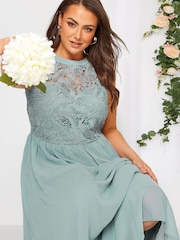 Yours Curve Sage London Occasion Lace Maxi Dress - Image 4 of 4