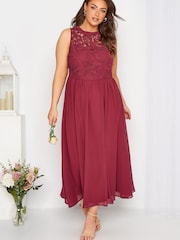 Yours Curve Red Lace Sweetheart Maxi Dress - Image 2 of 4