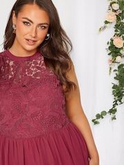 Yours Curve Red Lace Sweetheart Maxi Dress - Image 4 of 4