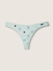 Victoria's Secret PINK Glass Blue Christmas Print Cotton Thong Knicker - Image 1 of 1