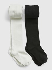 Gap White Kids Solid Cotton Tights (2-Pack) - Image 1 of 1