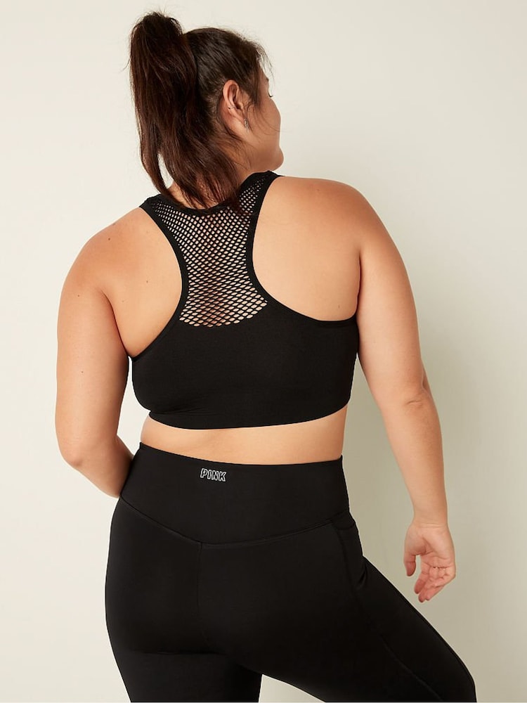 Victoria's Secret PINK Pure Black Seamless Low Impact Racerback Sports Bra - Image 2 of 4