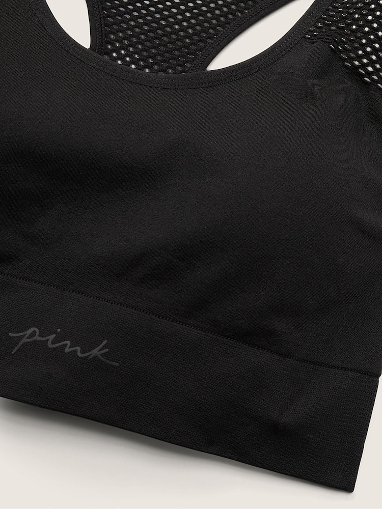 Victoria's Secret PINK Pure Black Seamless Low Impact Racerback Sports Bra - Image 4 of 4