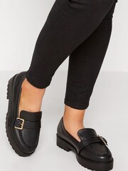 Yours Curve Black Extra Wide Fit Buckle Chunky Loafer - Image 1 of 1