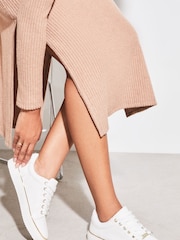 Lipsy White Regular Fit Metal Lace Up Trainers - Image 1 of 4