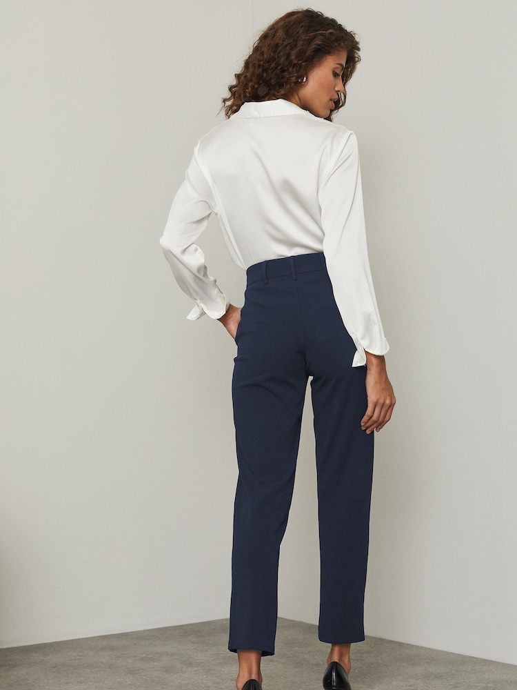 Lipsy Navy Blue Tailored Tapered Smart Trousers - Image 2 of 4