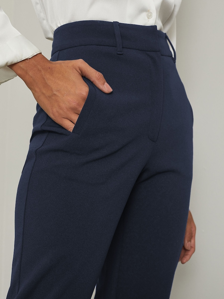 Lipsy Navy Blue Tailored Tapered Smart Trousers - Image 4 of 4