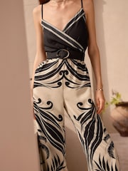 Lipsy Black/White Printed Cami Wide Leg Jumpsuit - Image 3 of 4